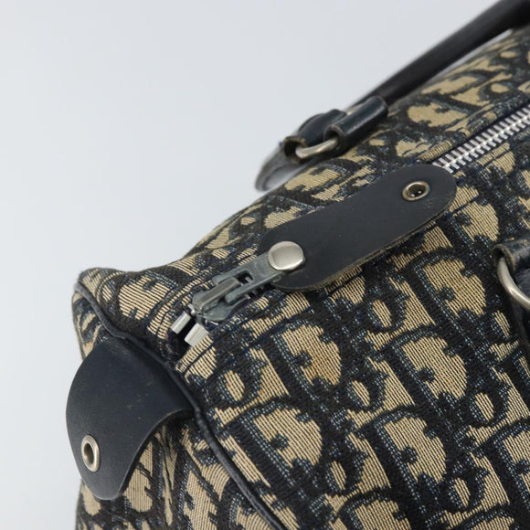 Christian Dior Trotter Canvas Hand Bag Navy Silver Auth SW1935