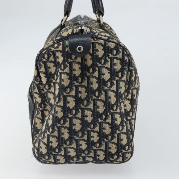 Christian Dior Trotter Canvas Hand Bag Navy Silver Auth SW1935