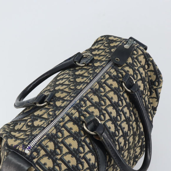 Christian Dior Trotter Canvas Hand Bag Navy Silver Auth SW1935