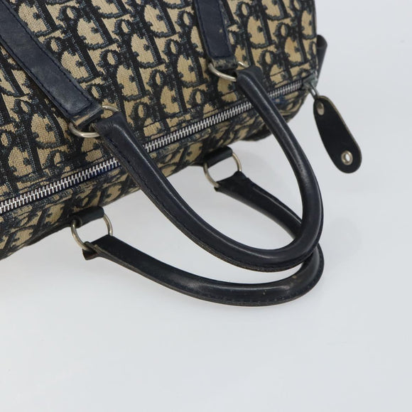 Christian Dior Trotter Canvas Hand Bag Navy Silver Auth SW1935
