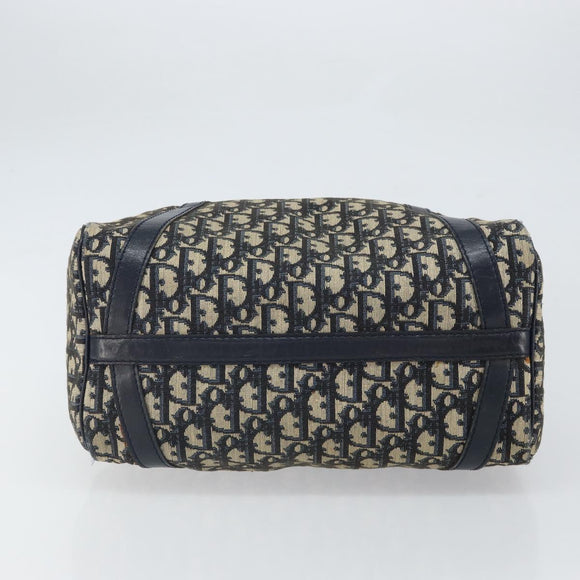 Christian Dior Trotter Canvas Hand Bag Navy Silver Auth SW1935