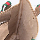 GUCCI GG Plus Supreme Web Sherry Line Tote Bag PVC Beige Gold Auth SW1936-17