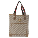 GUCCI GG Plus Supreme Web Sherry Line Tote Bag PVC Beige Gold Auth SW1936-2