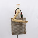GUCCI GG Plus Supreme Web Sherry Line Tote Bag PVC Beige Gold Auth SW1936-21