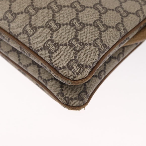 GUCCI GG Plus Supreme Shoulder Bag PVC Beige Gold Auth SW1938