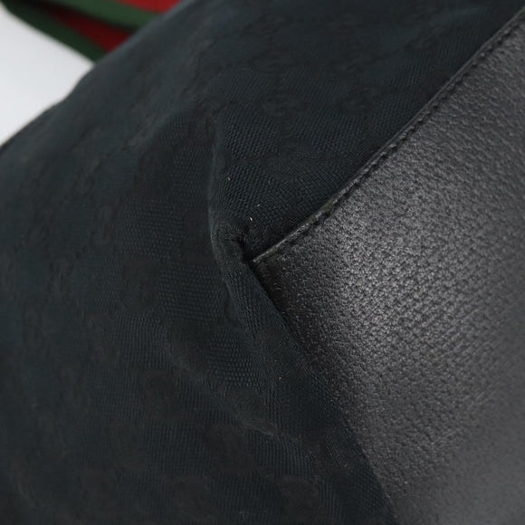 GUCCI GG Canvas Web Sherry Line Tragetasche Schwarz Rot 131230 Auth SW1940