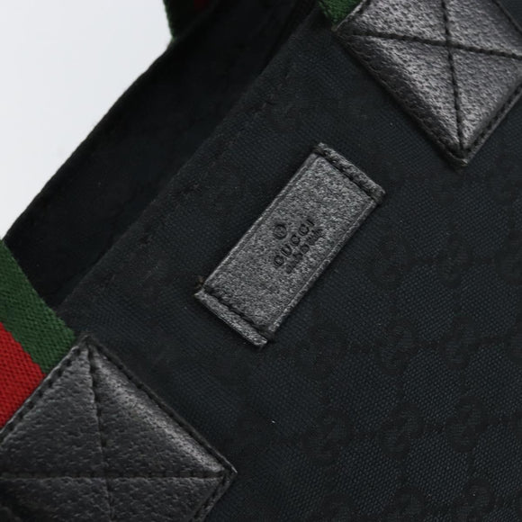 GUCCI GG Canvas Web Sherry Line Tragetasche Schwarz Rot 131230 Auth SW1940