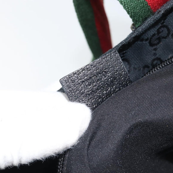 GUCCI GG Canvas Web Sherry Line Tragetasche Schwarz Rot 131230 Auth SW1940