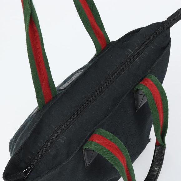 GUCCI GG Canvas Web Sherry Line Tragetasche Schwarz Rot 131230 Auth SW1940