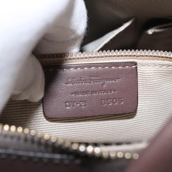 Salvatore Ferragamo Shoulder Bag Leather Brown Gold Auth SW1941