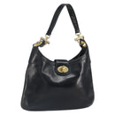 CELINE Shoulder Bag Leather Black Gold Auth SW1942-1