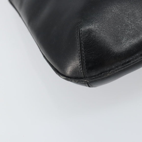 CELINE Shoulder Bag Leather Black Gold Auth SW1942