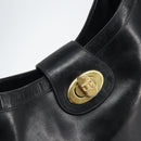 CELINE Shoulder Bag Leather Black Gold Auth SW1942-17