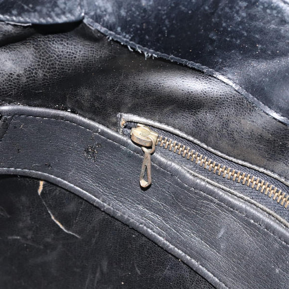 CELINE Shoulder Bag Leather Black Gold Auth SW1942