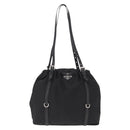 PRADA Shoulder Bag Nylon Black Silver Auth SW1943-2
