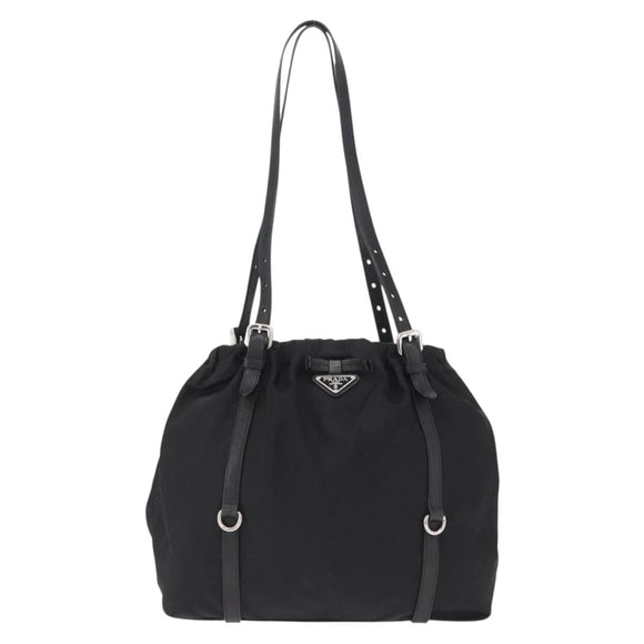 PRADA Shoulder Bag Nylon Black Silver Auth SW1943