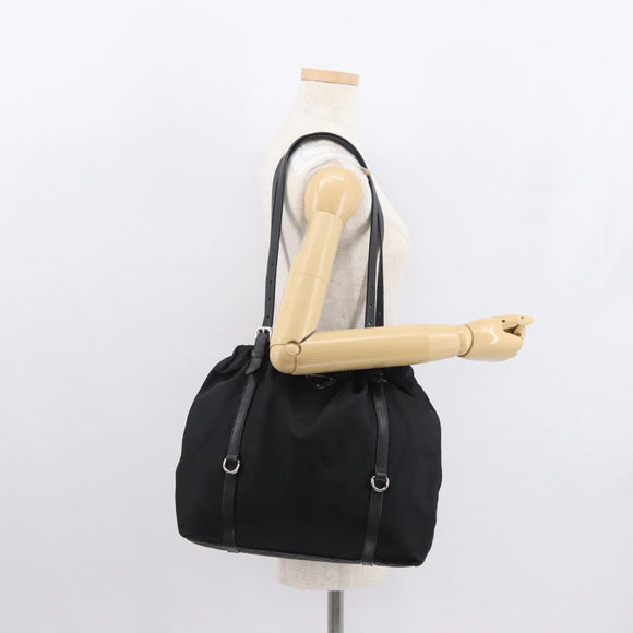 PRADA Shoulder Bag Nylon Black Silver Auth SW1943