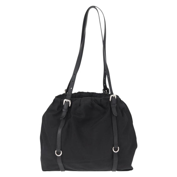 PRADA Shoulder Bag Nylon Black Silver Auth SW1943