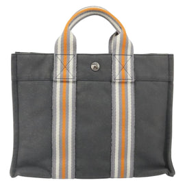 HERMES Fourre Tout PM Hand Bag cotton Gray Orange Auth SW1944 - 0