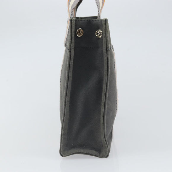 HERMES Fourre Tout PM Hand Bag cotton Gray Orange Auth SW1944