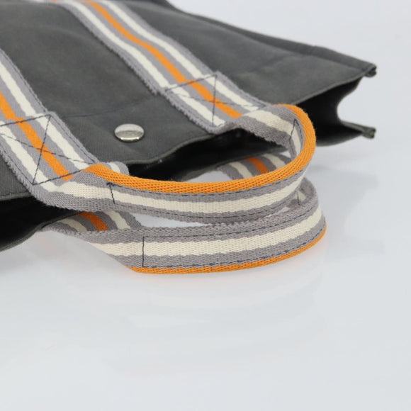 HERMES Fourre Tout PM Hand Bag cotton Gray Orange Auth SW1944