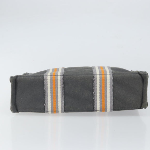 HERMES Fourre Tout PM Hand Bag cotton Gray Orange Auth SW1944