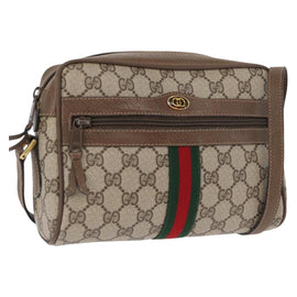 GUCCI GG Supreme Web Sherry Line Bag PVC Beige Gold 98 02 004 Auth SW1946