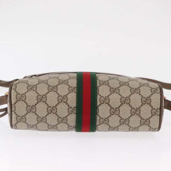 GUCCI GG Supreme Web Sherry Line Bag PVC Beige Gold 98 02 004 Auth SW1946