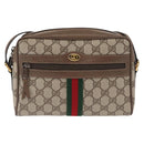 GUCCI GG Supreme Web Sherry Line Bag PVC Beige Gold 98 02 004 Auth SW1946-13
