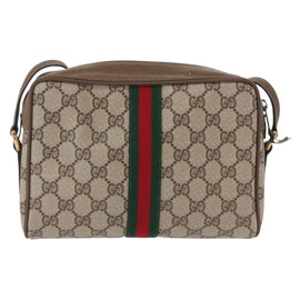GUCCI GG Supreme Web Sherry Line Bag PVC Beige Gold 98 02 004 Auth SW1946 - 0