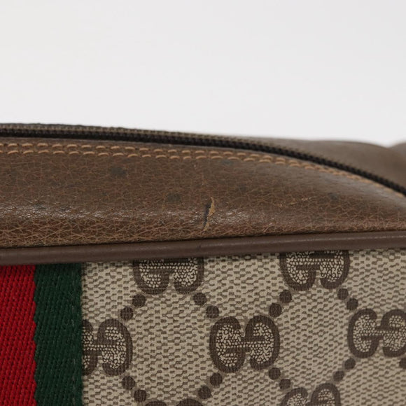 GUCCI GG Supreme Web Sherry Line Bag PVC Beige Gold 98 02 004 Auth SW1946