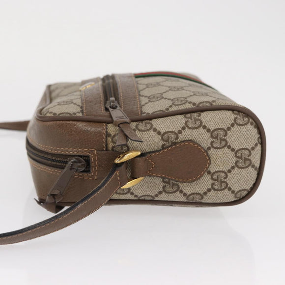 GUCCI GG Supreme Web Sherry Line Bag PVC Beige Gold 98 02 004 Auth SW1946