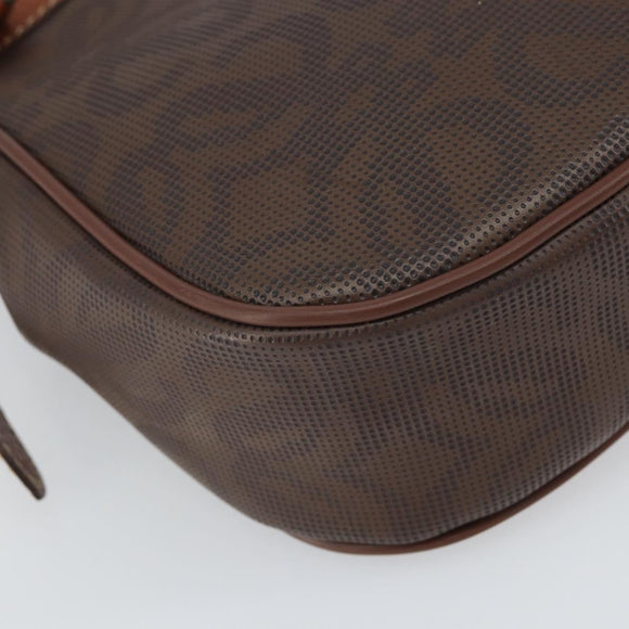 LOEWE Anagram Shoulder Bag PVC Brown Gold Auth SW1947