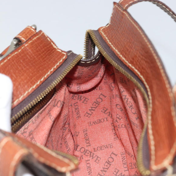 LOEWE Anagram Shoulder Bag PVC Brown Gold Auth SW1947