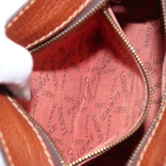 LOEWE Anagram Shoulder Bag PVC Brown Gold Auth SW1947