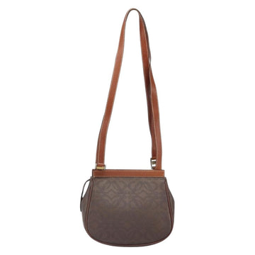 LOEWE Anagram Shoulder Bag PVC Brown Gold Auth SW1947 - 0