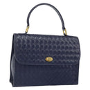 BALLY Hand Bag Leather Navy Gold Auth SW1949-1