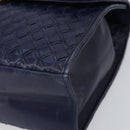 BALLY Hand Bag Leather Navy Gold Auth SW1949-10