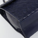 BALLY Hand Bag Leather Navy Gold Auth SW1949-11