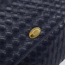BALLY Hand Bag Leather Navy Gold Auth SW1949-14