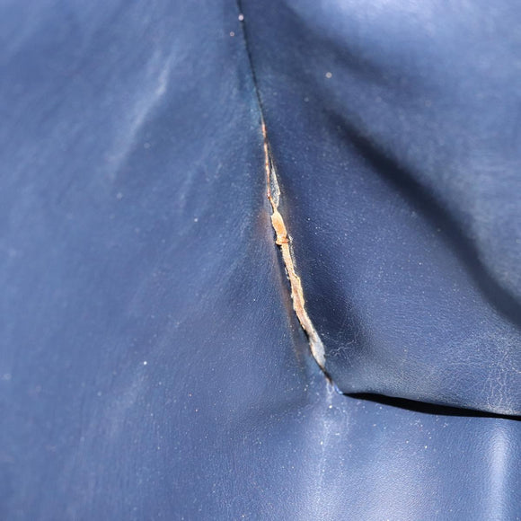 BALLY Hand Bag Leather Navy Gold Auth SW1949