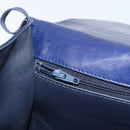 BALLY Hand Bag Leather Navy Gold Auth SW1949-21