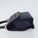 BALLY Hand Bag Leather Navy Gold Auth SW1949-5