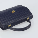 BALLY Hand Bag Leather Navy Gold Auth SW1949-6