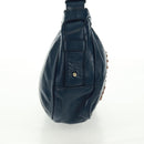 CELINE Hand Bag Leather Navy Gold Auth SW1962V-5