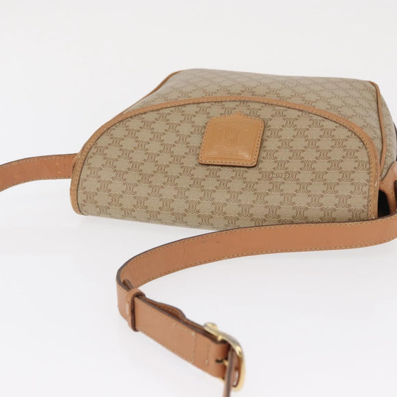 CELINE Macadam Canvas Shoulder Bag PVC Beige Gold Auth SW1963