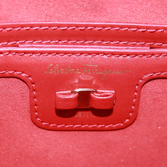 Salvatore Ferragamo Shoulder Bag Leather Red Gold Auth SW1965V