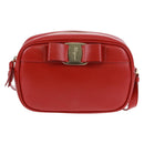 Salvatore Ferragamo Shoulder Bag Leather Red Gold Auth SW1965V-2