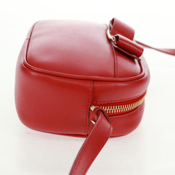 Salvatore Ferragamo Shoulder Bag Leather Red Gold Auth SW1965V