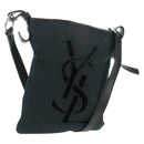 SAINT LAURENT Shoulder Bag Canvas Black Silver Auth SW1966V-1
